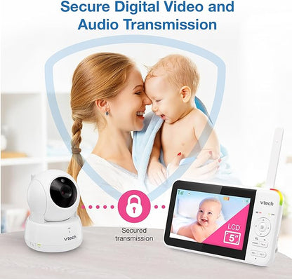 VTech VM924 5" Pan Tilt Zoom Video Baby Monitor – No WiFi, 17 Hour Battery, 1000ft Range, Night Vision, Lullabies, Temperature Sensor & 2-Way Talk – Ideal for New Parents