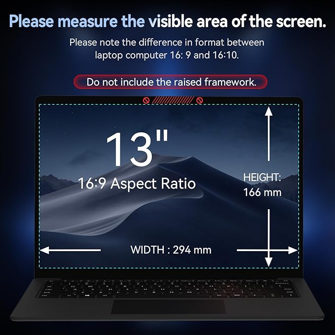 360° Laptop Privacy Screen 13.3 Inch for 16:9 Computer, 13" Monitor 4 Way Privacy Anti Glare Protector Blue Light Filter Shield Film Compatible with Lenovo/Hp/Dell/Acer/Asus/Thinkpad/Envy/Toshiba