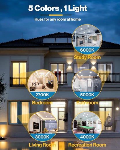 Sunco 6 Pack 6 Inch LED Disk Lights, Flush Mount Black Disc Recessed Ceiling Can Lighting, 1050 LM, Selectable CCT 2700K/3000K/4000K/5000K/6000K, Dimmable, 15W=100W, Wet Rated ETL.