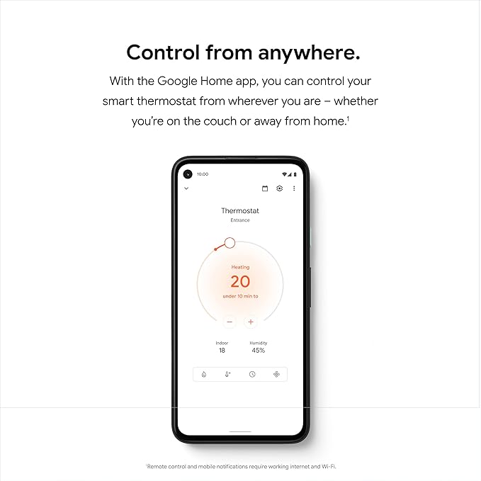 Google Nest Thermostat - Smart Thermostat for Home - Programmable Wifi Thermostat - Snow (Renewed)