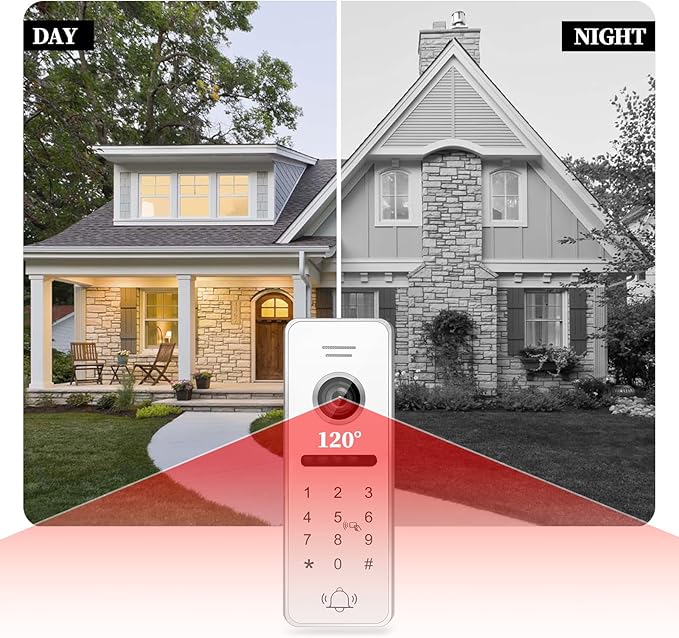 Wired Video Doorbell Apartment Intercom 3 Unit 7 Inch Touch Screen Monitor 1080P HD Camera 4 in 1 Unlocking Support RFID Card Password WiFi Smart Home Door Phone Kits for Home Villa,32G