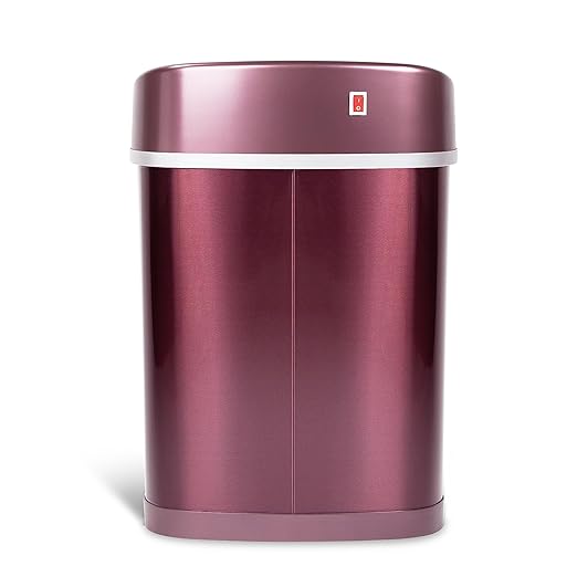 Ninestars Automatic Motion Sensor Trash Can, 4 Gallon, Waterproof, Smart Adsorption, for Bathroom, Bedroom, Kitchen, Office (Burgundy)