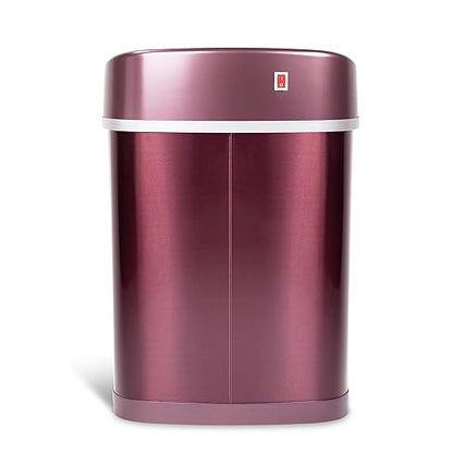 Ninestars Automatic Motion Sensor Trash Can, 4 Gallon, Waterproof, Smart Adsorption, for Bathroom, Bedroom, Kitchen, Office (Burgundy)