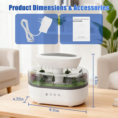 Rain Cloud Humidifier Diffuser with Natural Rain Sounds Ocean Waves Crackling Fire 7 Color Night Light 250mL Large Tank Quiet Operation 4-8 Hour Timer Auto Shut Off for Bedroom Sleep Office Relaxation
