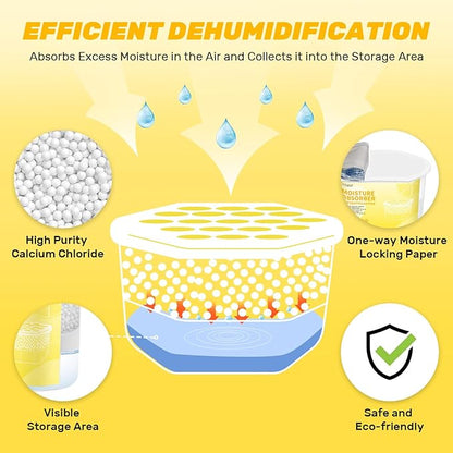 CLEVAST Moisture Absorber Boxes 6 Pack, 12 Oz Dehumidifier for Closet & Bathroom, Humidity Absorber for Wardrobe, Bedroom, RV & Car, Moisture Control, Lemon Scented
