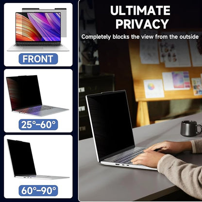 Laptop Privacy Screen 14 Inch 16:10 Aspect Ratio, Removable Laptop Screen Privacy Shield Compatible with Lenovo Hp Dell Acer Asus Thinkpad Envy Xps, Anti Glare Blue Light Computer Filter Protector
