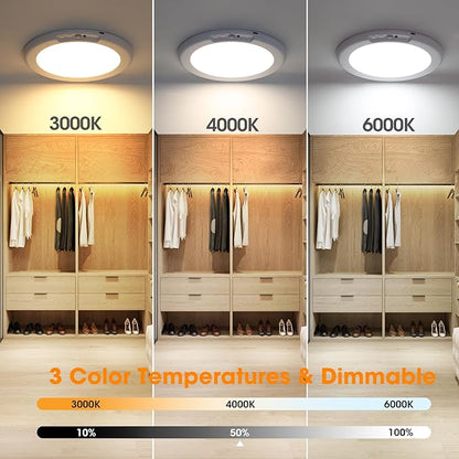 Gotopceed 2 Pack Rechargeable Motion Sensor Ceiling Light with Remote - Magnetic Wireless Ceiling Light Battery Powered for Closet Shower Stairs Shed Hallway ect