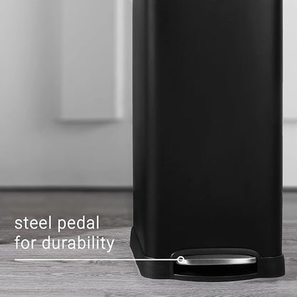 happimess HPM1007B Betty Retro 8-Gallon Step-Open Trash Can with Soft-Close Lid, Fingerprint Resistant, Modern, Minimalistic for Home, Kitchen, Laundry Room, Office, Bedroom, Bathroom, Black