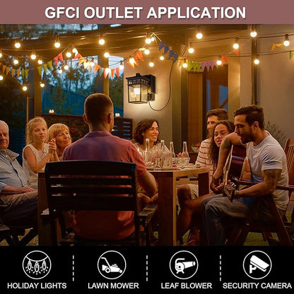 Dusk to Dawn Outdoor Wall Lighting with Outlet,Porch Light with GFCI Outlet Built in,Anti-Rust Alunmium Wall Lantern with Clear Glass Shade,Outdoor Light for House Garage, Bulb Included(Brown)