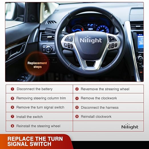 Nilight Turn Signal Switch Compatible with 2011 2012 Ford Edge 2011-2012 Ford Explorer 2011-2013 Lincoln MKX Windshield Wiper Multifunction Combination Lever Switches