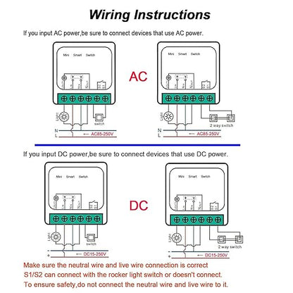 WiFi Smart Light Switch Compatible With Alexa/Google Home, APP Remote/Voice Control, DIY Mode, Timer Function, LAN Control, No Hub Required, 2 Way 16A (2 Pack)
