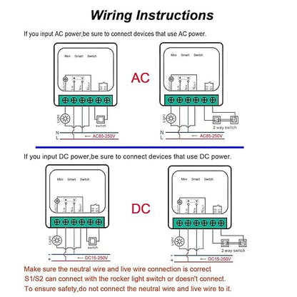 WiFi Smart Switch Light Switch, Compatible with Alexa/Google Home, APP Remote Control, Voice Control, DIY Mode, Timer Function, LAN Control, No Hub Required, 2 Way 16A(4 Pack)