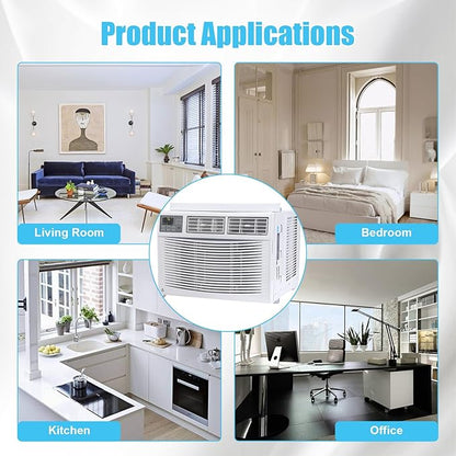 12000 BTU Window Air Conditioner, Smart WiFi AC Unit with Remote & App Control, Heavy Duty Cooling for Large Rooms up to 550 Sq. Ft., Energy Saving Mode, 4-Way Air Direction, White