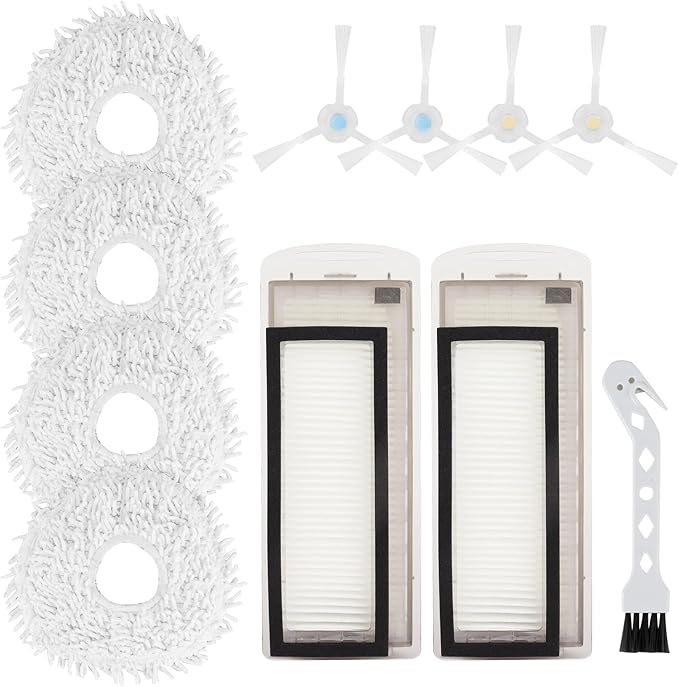 Replacement Accessories Compatible with Robot Sweeping Narwal T10,Microfiber X2 Filters X4 Side Brushes X4 Mop Cloth X1 Brush