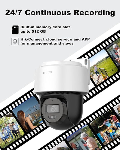 DS-2DE2C400MWG-E HIKVIS0N_4MP Wired PT PoE IP Camera with 345° pan and 80° tilt, Auto-Tracking Lite, Smart Hybrid Light, IP66, 2-Way-Audio,2.8mm Lens, 512 GB Card Slot, International English Version