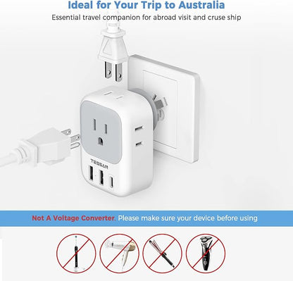 TESSAN Australia Plug Adapter, New Zealand Power Adaptor, 2 Pack