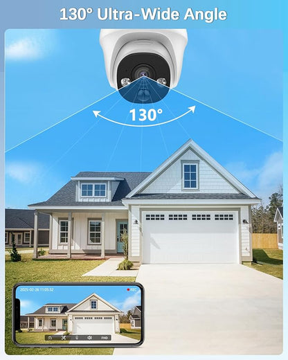 【130° Wide-Angle & 90 Days Storage】 Wired Dome Security Camera System, Home Video Surveillance Camera Systems, Outdoor/Indoor POE IP Cameras, Surveillance DVR Kits