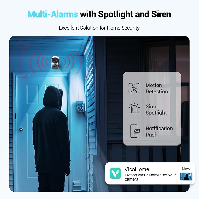 Techage 2K Solar Security Cameras Wireless Outdoor, 2K Battery Powered WiFi Cameras for Home Security with AI Motion Detection, Color Night Vision, 2-Way Talk, IP66 Waterproof, Cloud/SD Storage 2 Pack