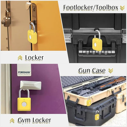 Pothunder Fingerprint Padlock, Smart Padlock, Locker Lock, Fingerprint Lock with APP Unlock, USB Rechargeable, Suitable for Gym Locker, Locker(Lemon Yellow)