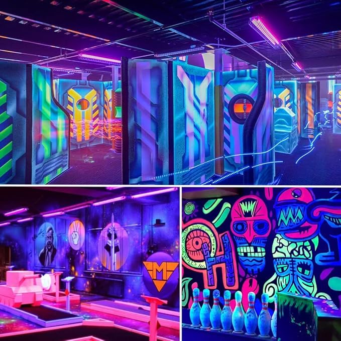 Black Light Bar, 1ft USB UV Black Light Fixture for Fluorescent Tapestry, Body Paint, Halloween, Christmas - 2-Pack with On/Off Switch