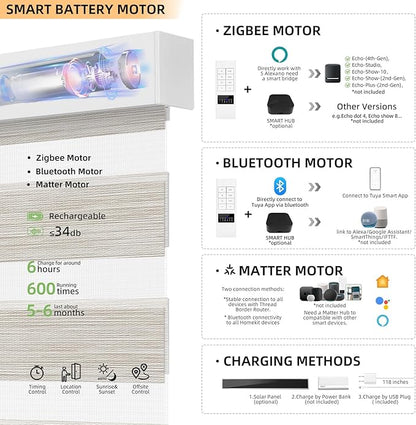 ACMEART Motorized Zebra Blinds,Smart APP & Remote Control 95% Blackout Shades,Compatible with Alexa,Custom Size Electric Window Blinds for Bedroom/Home/Office (Classical Beige)