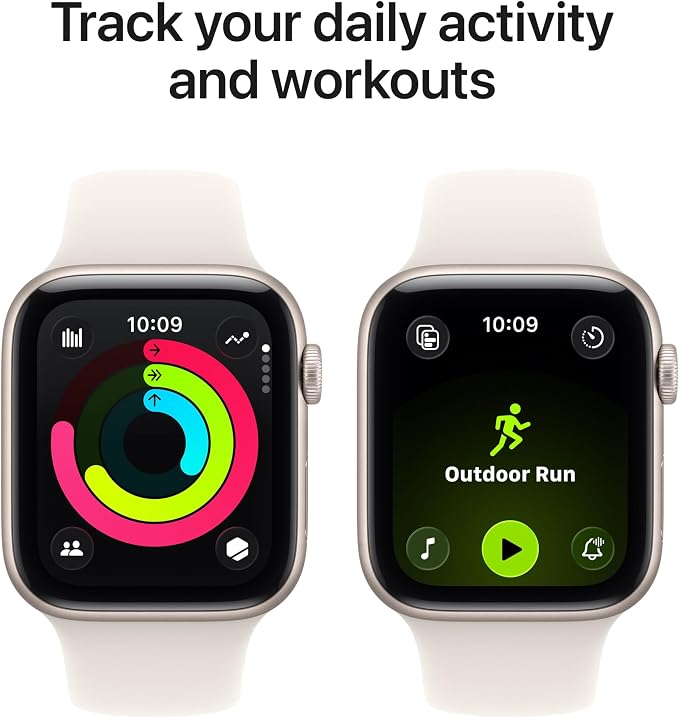 Apple Watch SE 3 [GPS 44mm] Smartwatch with Starlight Aluminium Case with Starlight Sport Band - M/L. Fitness and Sleep Trackers, Heart Rate Monitor with AppleCare+ (2 Years)