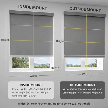 ZSTARR Motorized Roller Shades Blackout Smart Roller Blinds with Remote Control Rechargeable Blind Compatible with Alexa Automatic Window Shades for Home Custom Size (LF Champagne Grey)