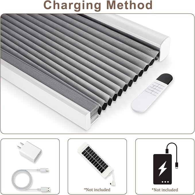Godark Motorized Blackout Cellular Shades Compatible with Alexa/Google Home Electric Blinds Smart Honeycomb Shades for Windows Automatic Blinds with Remote Custom Size-Light Grey