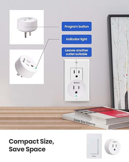 Zoiinet Smart Plug Switch, 2.4G WiFi Outlet Time Switch, Compatible with Alexa, Google Home, Smart Life & IFTTT APP, Voice Control & Timer, Buckle Design & Removable, No Hub Needed, Programmable