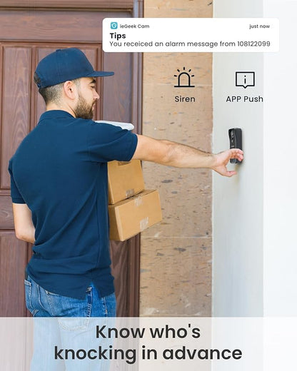 ieGeek Doorbell Camera Wireless No Subscription, 5MP Ultra Clear View Night Vision, PIR Motion Detection, Video Doorbell with Indoor Chime, Local Storage 2-Way Audio, Only 2.4Ghz WiFi, Work with Alexa