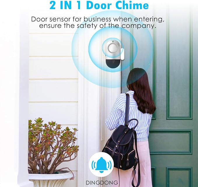 120DB High Decibel Door Window Alarms for Home Security, Toddler Child Safety Entry Open Alert Door Chime, Anti Intrusion Sensor for Household Store Apartment Garage, 10 Pack Silver Gray