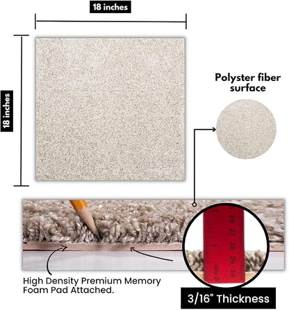 Smart Squares Easy Street Premium Plush Carpet Tiles, Made in USA – 18x18 Peel and Stick Floor Tiles with Attached Padding – Seamless DIY Carpet Squares (22.5 Sq Ft, Pack of 10, 486 Porcelain)
