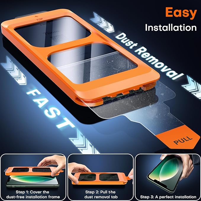 TOCOL for iPhone 11 Pro Max/Xs Max Privacy Screen Protector 9H Hardness Military Grade Shatterproof HD Tempered Glass Easy Installation Case Friendly 2 Pack