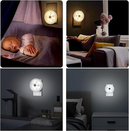 Smart LED Night Light [2-Pack], Plug-in with Auto Dusk to Dawn Sensor | Dimmable, Energy Efficient, Compact Wall Lights for Bedroom, Bathroom, Hallway, Kitchen (Snowflake Warm Light, 2)