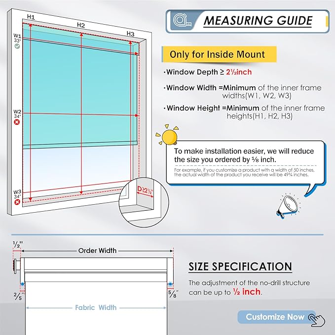 No Drill Motorized Blinds with Remote, No Tools Automatic Blinds for Window, Blackout Motorized Shades, Light-Filtering Smart Blind, Dry Battery, Customized Size, Linen
