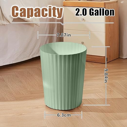 Versatile 2 Gallon Plastic Trash Can - The Compact Bin for Bathroom, Kitchen, or Home Office - Green