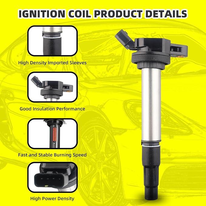Set of 4 Ignition Coils Pack UF619 90919-02252 & 4 PCS Iridium Spark Plugs