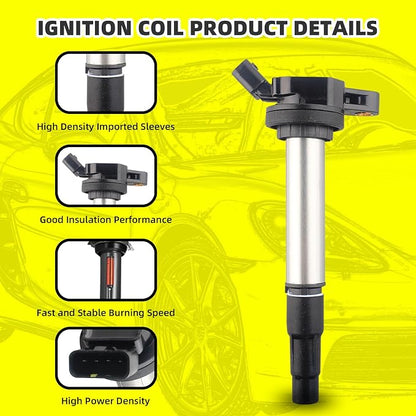 Set of 4 Ignition Coils Pack UF619 90919-02252 & 4 PCS Iridium Spark Plugs