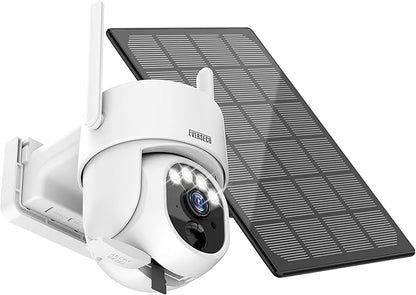 EVERSECU 2K Outdoor-Solar Security Camera Wireless with PTZ 360° View, Smart Siren, Spotlights, Color Night Vision, AI Human Detection, 2-Way Talk, Compatible with Alexa, Cloud/SD Card Storage