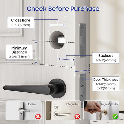 ECOSUNNY Smart Lock Keyless Entry Door Lock, Front Door Lock Set with Fingerprint & Anti-Peep Password, Smart Door Lock with Built-in Wi-Fi and App Control, IP66 Weatherproof for Rentals & Home