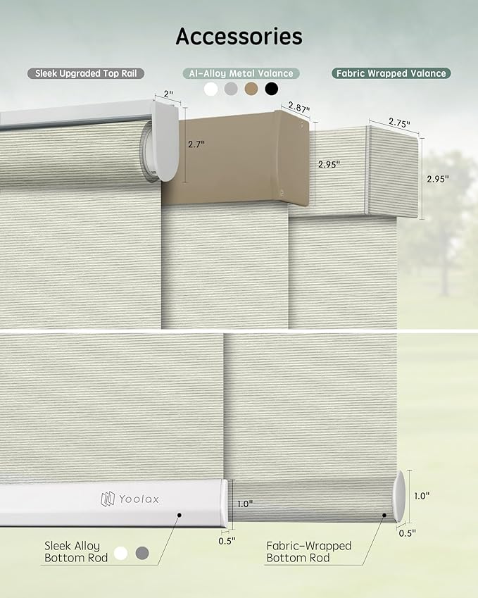 Yoolax Motorized Blinds with Remote, Light Filtering Smart Roller Shades Work with Alexa, Google, Apple Homekit, Custom Automatic Shades with Voice Control for Living Room (Horizontal Beige)