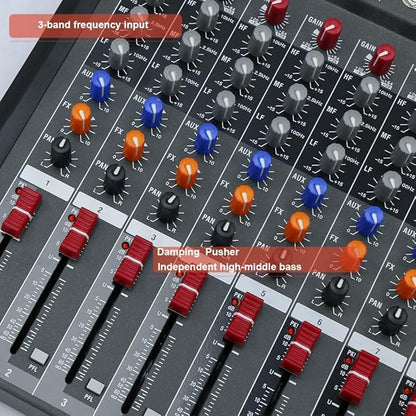 Professional Sound Board Console System 8-Channel Sound Mixing Board USB Pro Studio DJ Sound Controller Voice Mixing Sound Mixing Console Music Recording Equipment for Stage Performance Bar Home Party