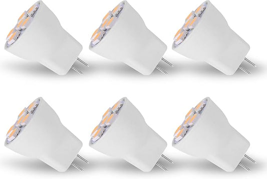 MR8 Light Bulb LED Replacement For Mini Halogen Recessed Lamps 12 Volt 1" Diameter GU4 RV Boat Camper Yacht Train Motor Home Interior Tiny House Ship Van Truck Sprinter Lighting - Cool White - 6 Pack