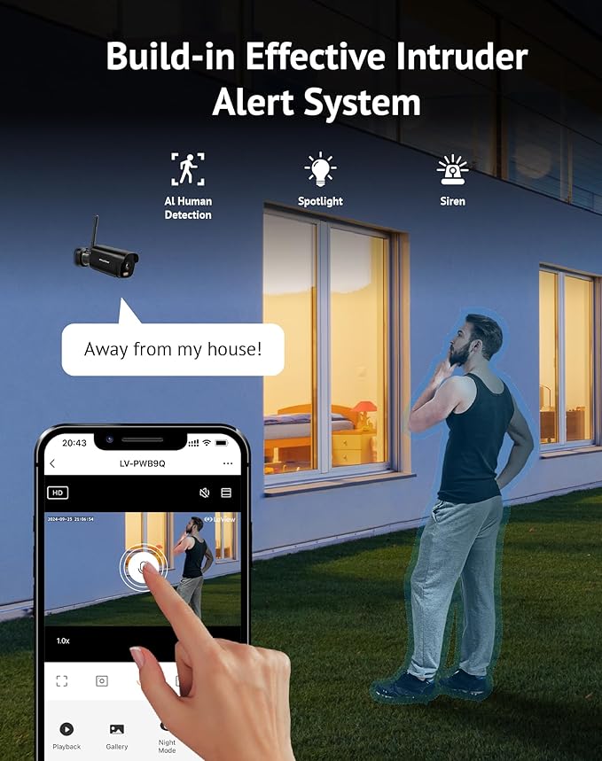 LaView Outdoor Security Cameras 3K 5MP HD,Cameras for Home Security with AI Human Detection,IP65 Waterproof,2-Way Talk,Clear Night Vision,2.4G WiFi,SD Card Slot&US Cloud Storage,Work with Alexa(4pcs)