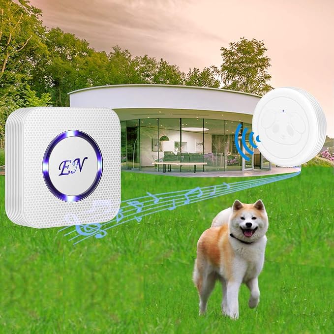 Dog Door Bell,Smart Dog Bells to Go Outside,Doorbell for Potty Training,Communication Bell for Puppies with 3 Waterproof Touch Buttons & 2 Receiver