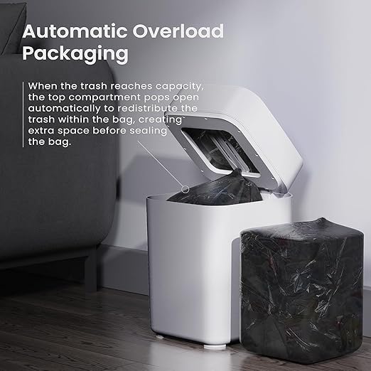 Automatic Self Changing Trash Can,Self Sealing Trash can,Self Bagging Motion Sensor Touchless Garbage Can for Kitchen Bathroom Office, 4.5 Gallon 17L, 12 Refill Rings