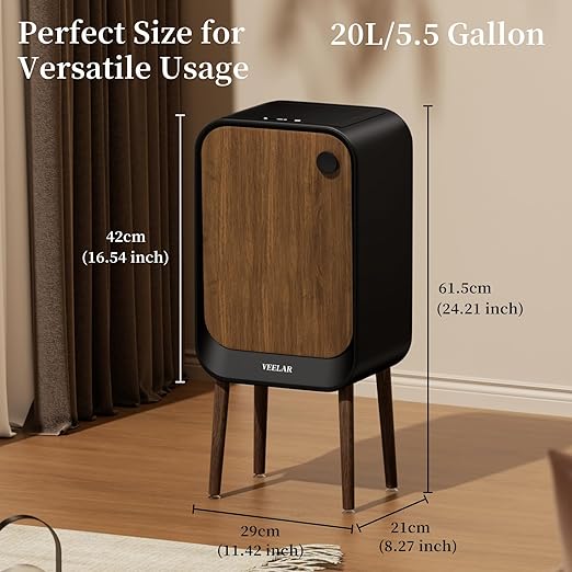 Motion Sensor Trash Can - Automatic Touchless 5.5 Gallon Garbage Bin for Bathroom, Bedroom, Kitchen, Office (Black)