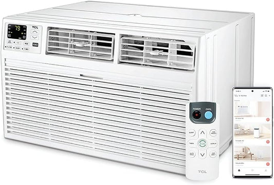 TCL H8T9E1-A 8,000 BTU Smart Through-The-Wall Air Conditioner, Fan & Dehumidifier, 350 Sq. Ft, Remote Control, Compatible with Alexa/Google Assistant, White