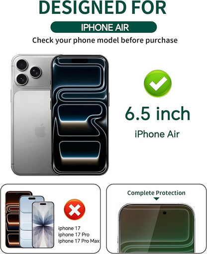 2 Pack for iPhone Air Privacy Screen Protector Tempered Glass 6.5 inch Private Protective Film Anti-Blue Light Anti Spy No-Bubble Gradient Green [HD Clarity]