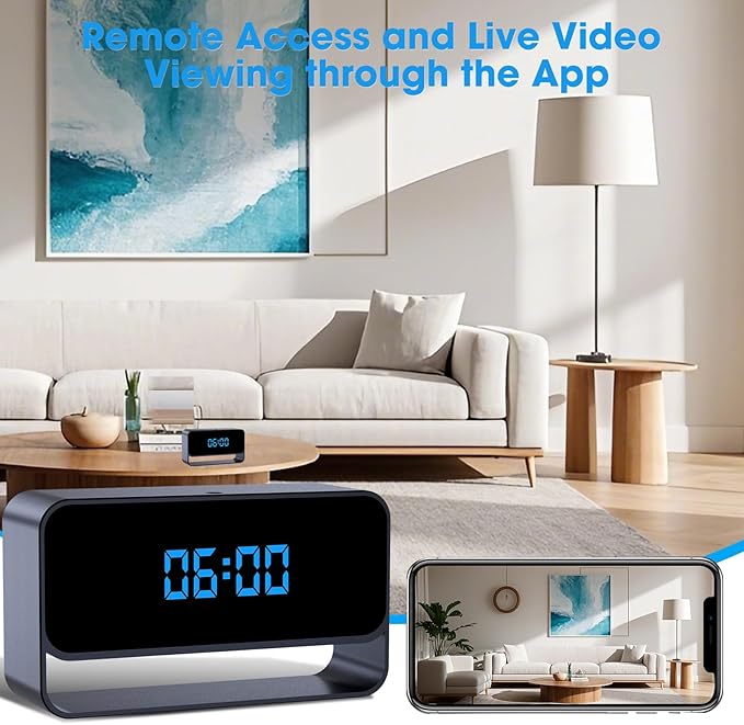 LIBREFLY Full HD 1080P WiFi Hidden Camera Clock – Wireless Spy Camera – Mini Nanny Cam for Home Security - Night Vision